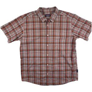 Patagonia Men’s Large Short Sleeve Casual Button Down Plaid Shirt Organic Cotton